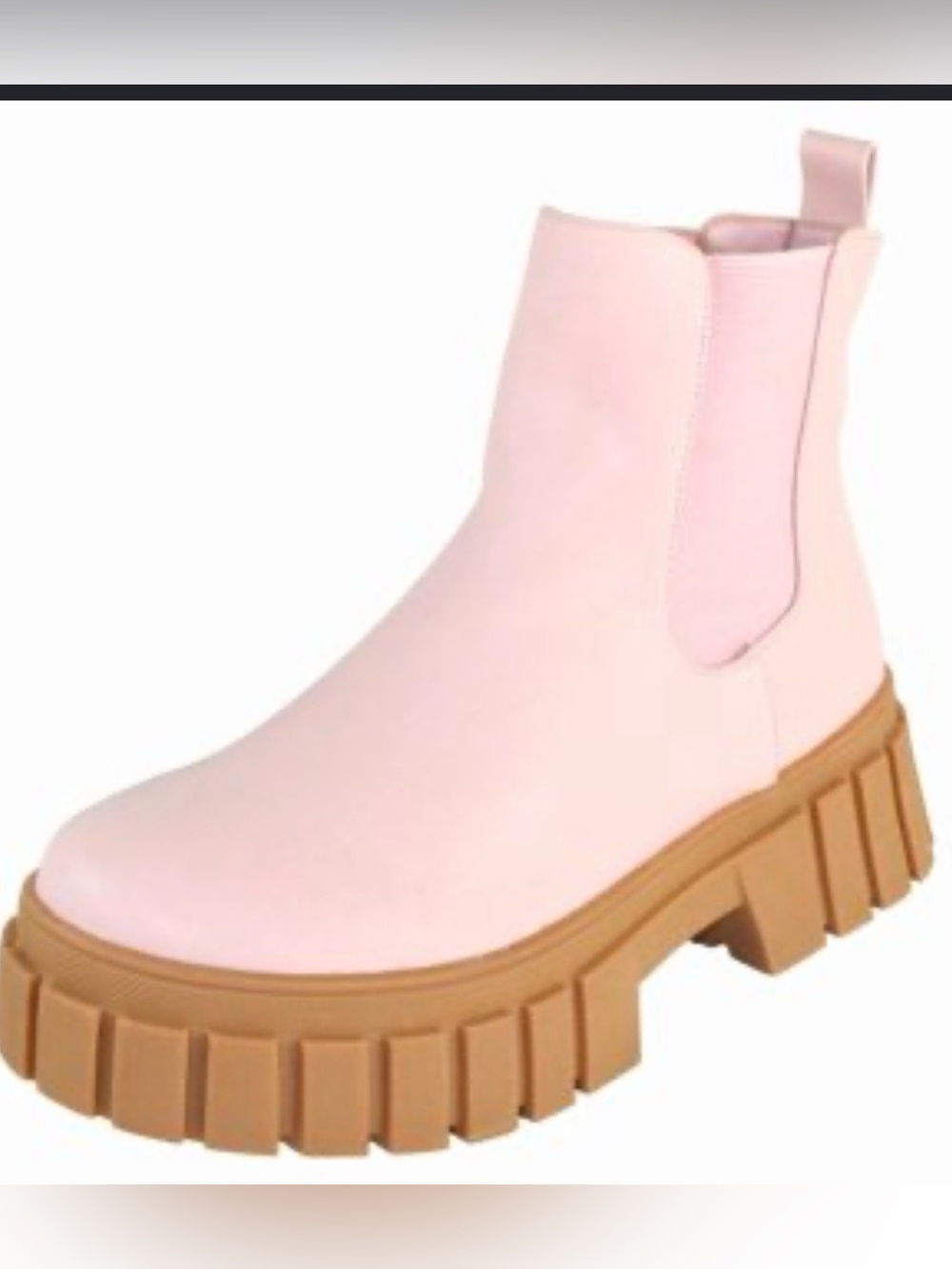 Women’s Pink Chunky Chelsea Booties with Tan Platform Sole